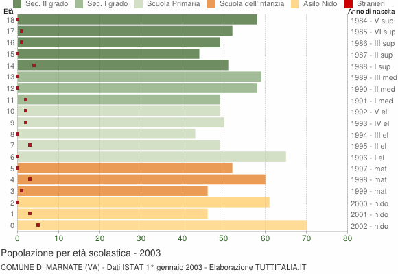 Grafico Popolazione in età scolastica - Marnate 2003