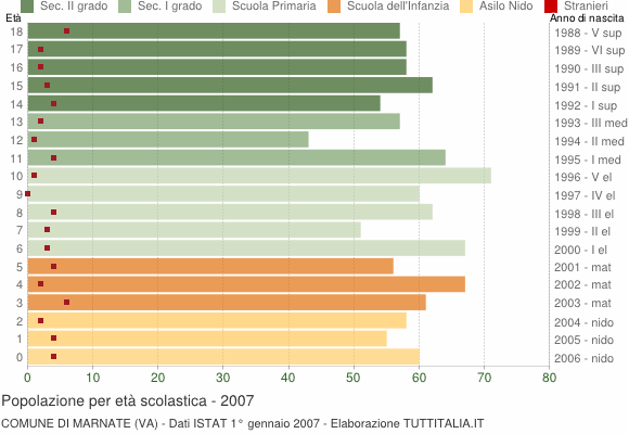 Grafico Popolazione in età scolastica - Marnate 2007