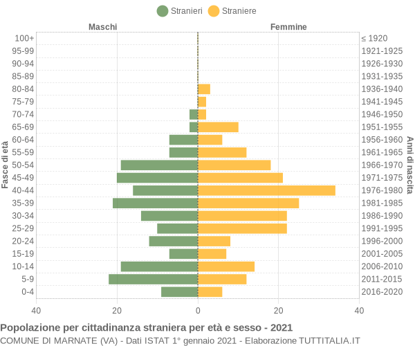 Grafico cittadini stranieri - Marnate 2021