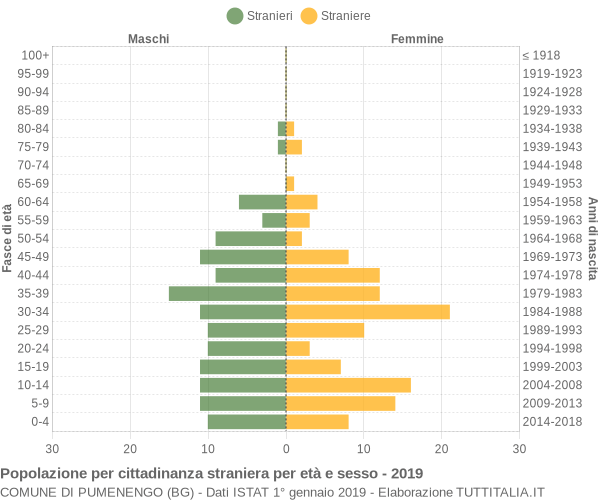 Grafico cittadini stranieri - Pumenengo 2019