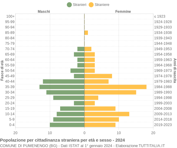 Grafico cittadini stranieri - Pumenengo 2024