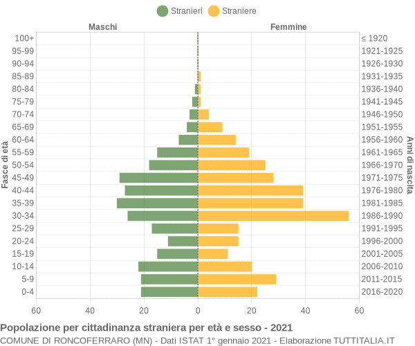 Grafico cittadini stranieri - Roncoferraro 2021