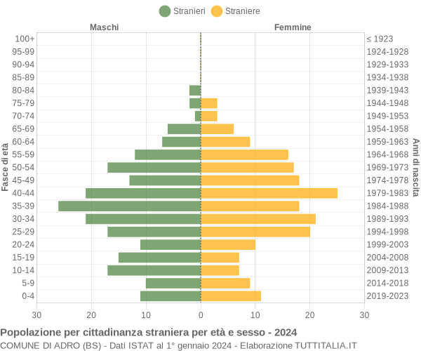 Grafico cittadini stranieri - Adro 2024