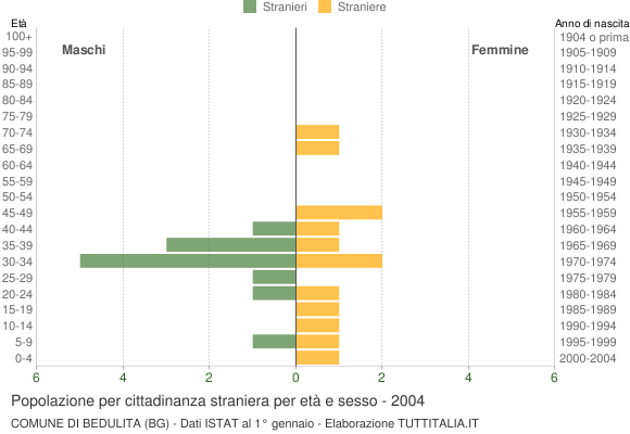 Grafico cittadini stranieri - Bedulita 2004