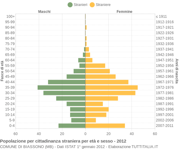 Grafico cittadini stranieri - Biassono 2012