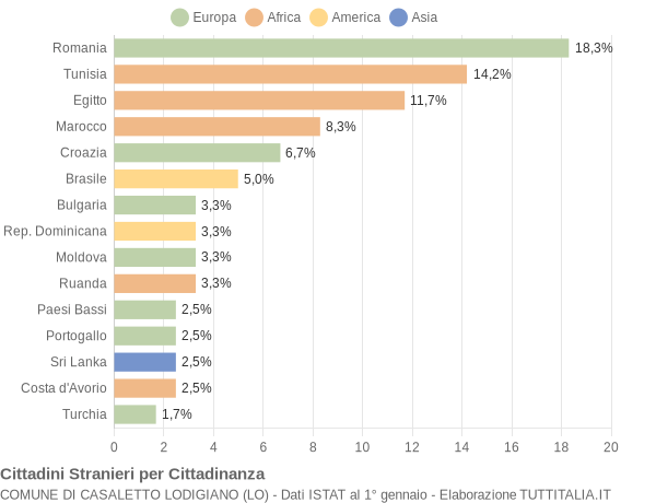 Grafico cittadinanza stranieri - Casaletto Lodigiano 2006