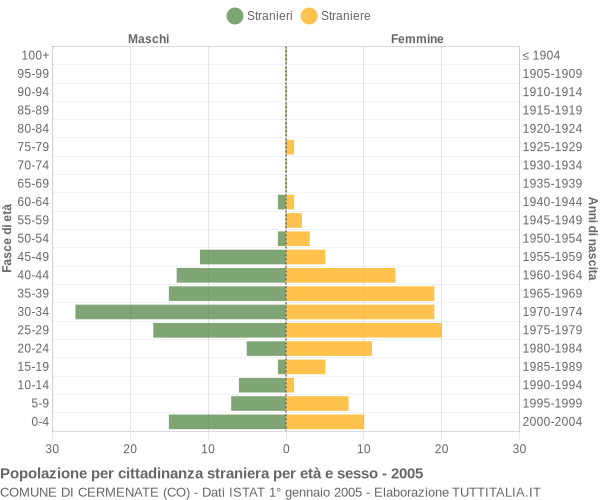 Grafico cittadini stranieri - Cermenate 2005