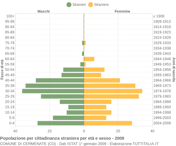Grafico cittadini stranieri - Cermenate 2009
