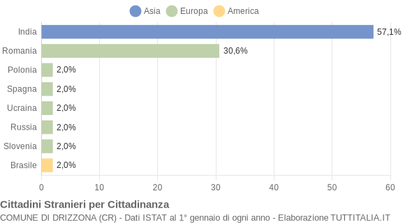 Grafico cittadinanza stranieri - Drizzona 2009