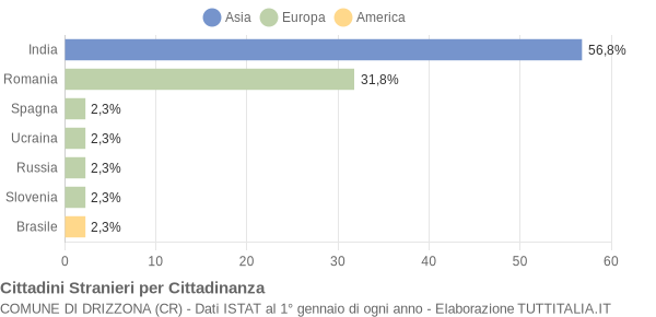 Grafico cittadinanza stranieri - Drizzona 2010