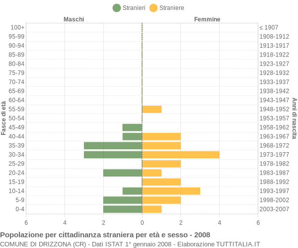 Grafico cittadini stranieri - Drizzona 2008
