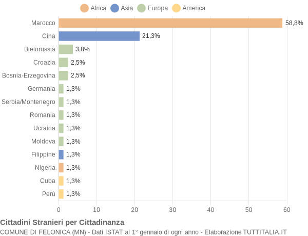 Grafico cittadinanza stranieri - Felonica 2006