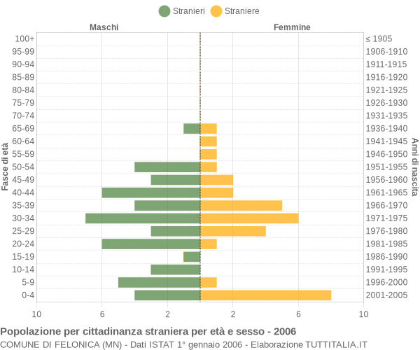 Grafico cittadini stranieri - Felonica 2006