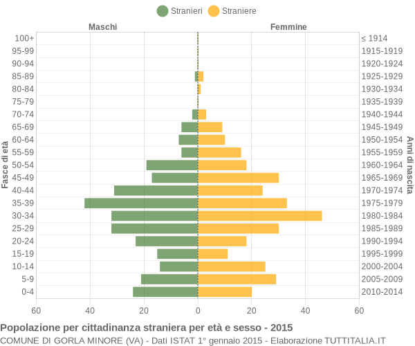 Grafico cittadini stranieri - Gorla Minore 2015