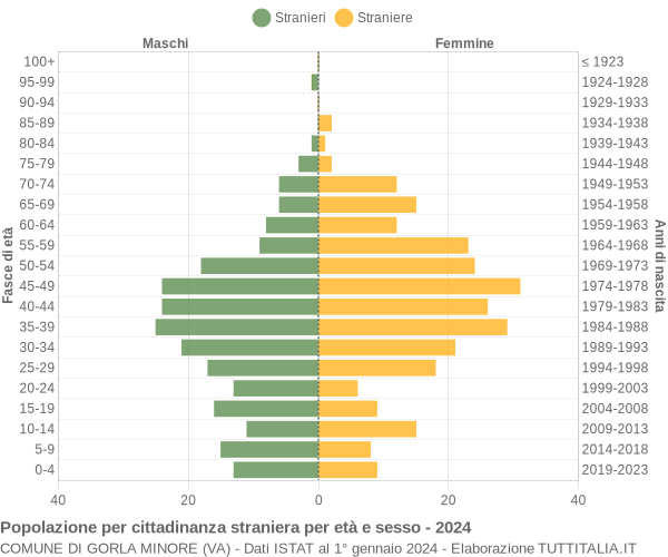 Grafico cittadini stranieri - Gorla Minore 2024