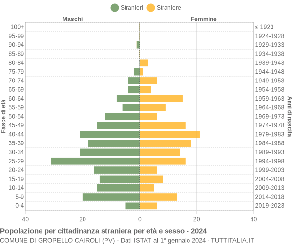 Grafico cittadini stranieri - Gropello Cairoli 2024