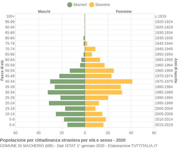 Grafico cittadini stranieri - Macherio 2020