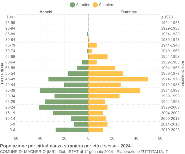 Grafico cittadini stranieri - Macherio 2024