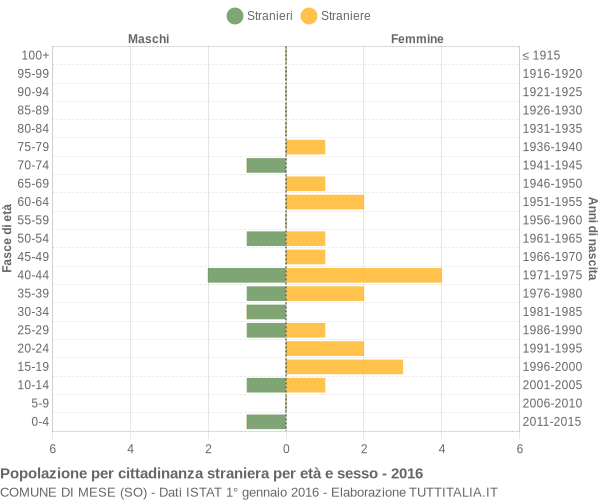 Grafico cittadini stranieri - Mese 2016