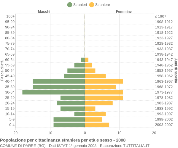 Grafico cittadini stranieri - Parre 2008