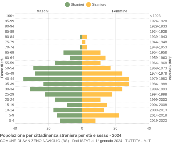 Grafico cittadini stranieri - San Zeno Naviglio 2024