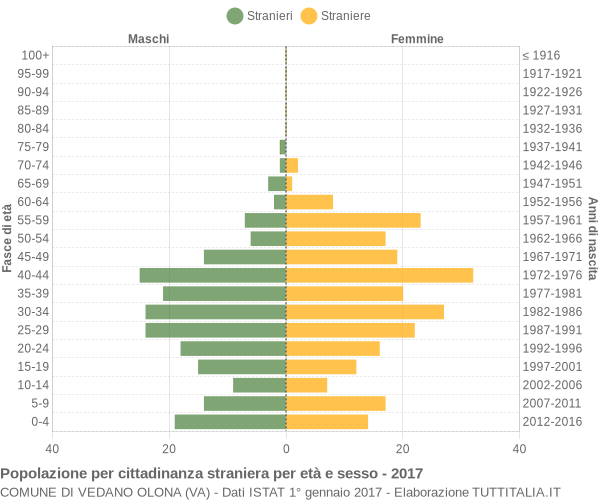 Grafico cittadini stranieri - Vedano Olona 2017