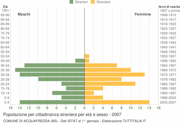 Grafico cittadini stranieri - Acquafredda 2007