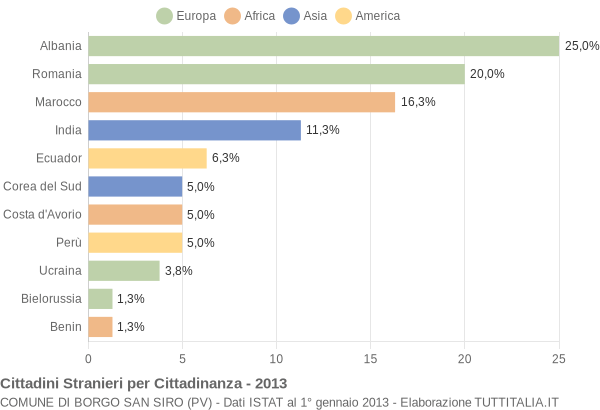 Grafico cittadinanza stranieri - Borgo San Siro 2013