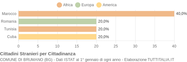 Grafico cittadinanza stranieri - Brumano 2005