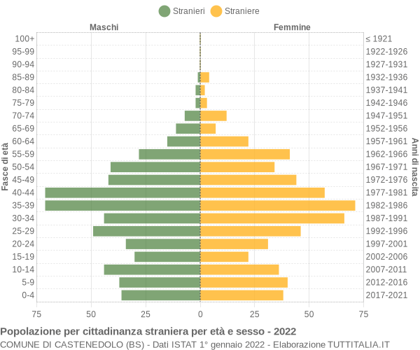 Grafico cittadini stranieri - Castenedolo 2022