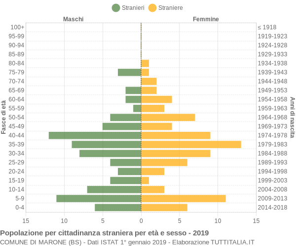 Grafico cittadini stranieri - Marone 2019