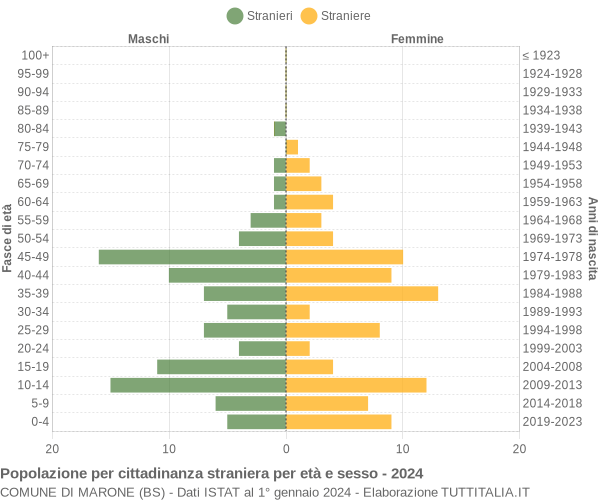 Grafico cittadini stranieri - Marone 2024