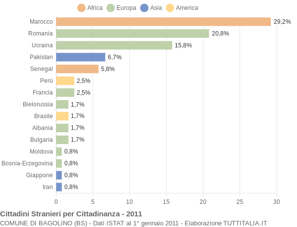 Grafico cittadinanza stranieri - Bagolino 2011