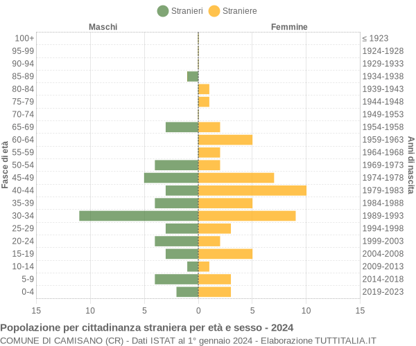 Grafico cittadini stranieri - Camisano 2024