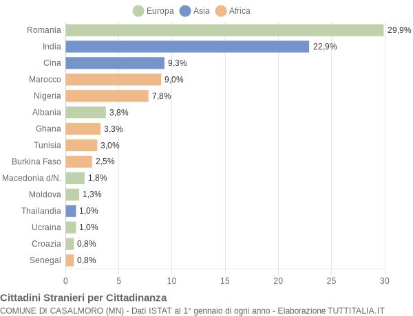 Grafico cittadinanza stranieri - Casalmoro 2015