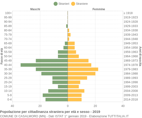 Grafico cittadini stranieri - Casalmoro 2019