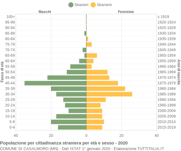 Grafico cittadini stranieri - Casalmoro 2020