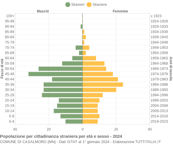 Grafico cittadini stranieri - Casalmoro 2024