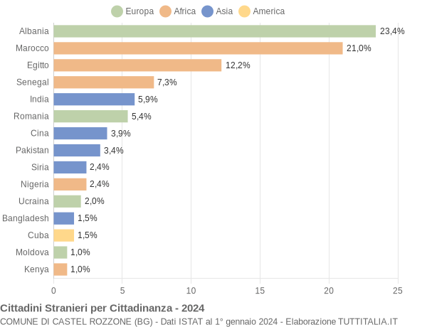 Grafico cittadinanza stranieri - Castel Rozzone 2024