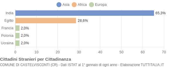 Grafico cittadinanza stranieri - Castelvisconti 2007