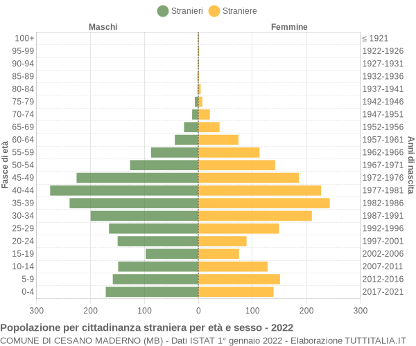 Grafico cittadini stranieri - Cesano Maderno 2022