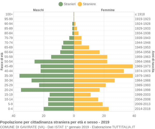 Grafico cittadini stranieri - Gavirate 2019