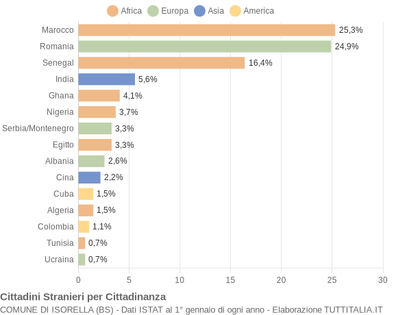 Grafico cittadinanza stranieri - Isorella 2004