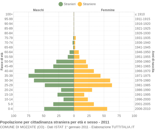 Grafico cittadini stranieri - Mozzate 2011