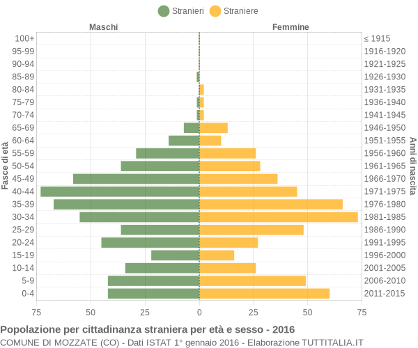 Grafico cittadini stranieri - Mozzate 2016