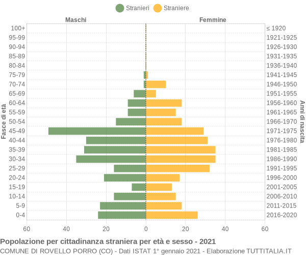 Grafico cittadini stranieri - Rovello Porro 2021