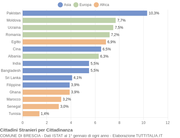 Grafico cittadinanza stranieri - Brescia 2011