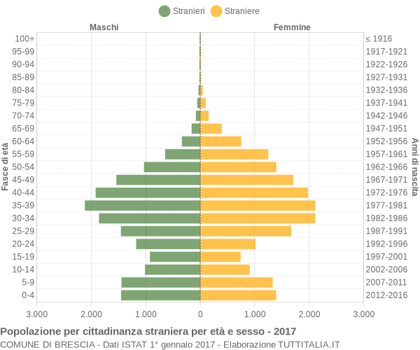 Grafico cittadini stranieri - Brescia 2017