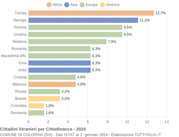 Grafico cittadinanza stranieri - Colorina 2024