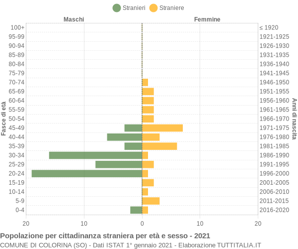 Grafico cittadini stranieri - Colorina 2021